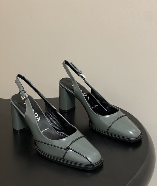 Prada Retro Stitched Chunky Heel Dress Shoes
