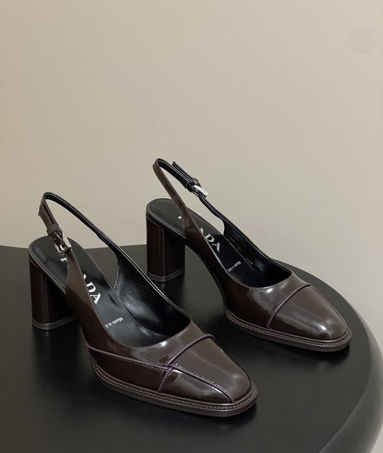 Prada Retro Stitched Chunky Heel Dress Shoes
