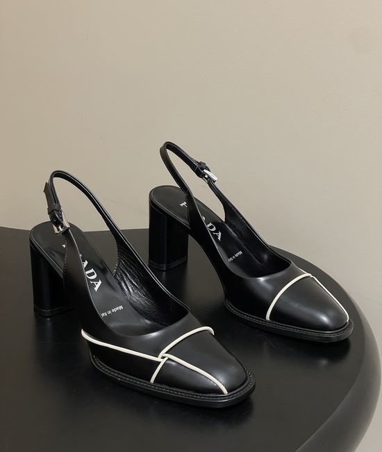 Prada Retro Stitched Chunky Heel Dress Shoes