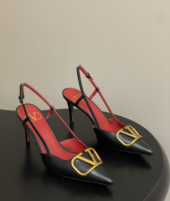 Valentino Elegant V-Logo High Heels with Platinum Accents