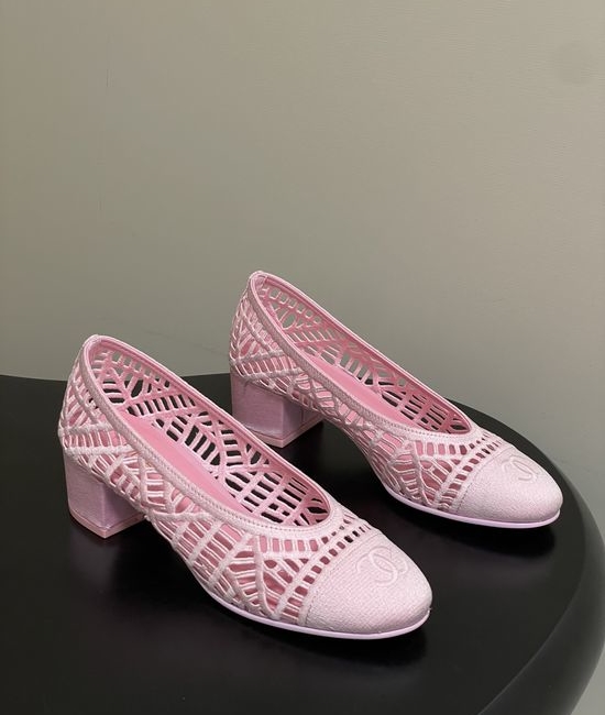 Chanel Woven Raffia Strap Chunky Heel Ballet Flats for Summer