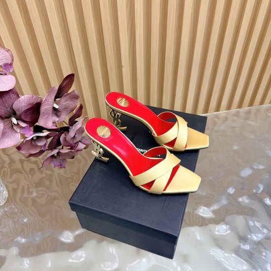 Yves Saint Laurent YSL Elegant Cross-Strap High Heels with Metal Accents