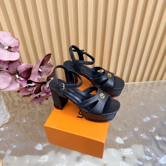 Louis Vuitton LV Chic Open-Toe High Heels with Brand-Inspired Design