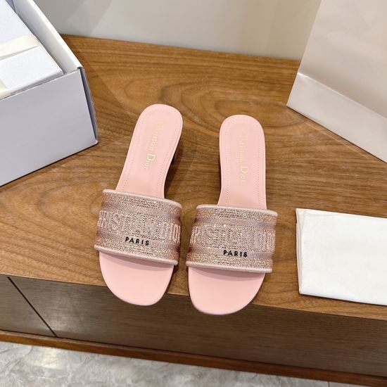 Christian Dior CD Sparkling Slip-on Sandals with CD Logo Embroidery
