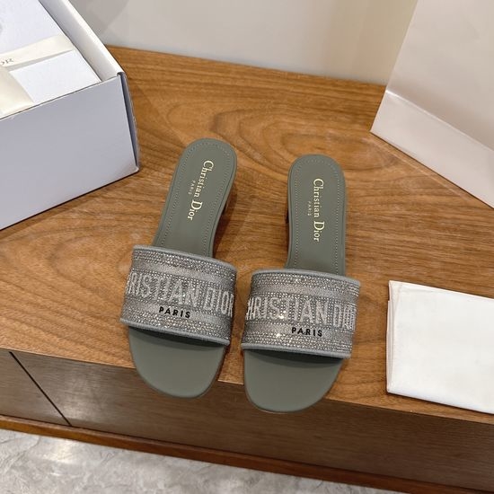 Christian Dior CD Sparkling Slip-on Sandals with CD Logo Embroidery