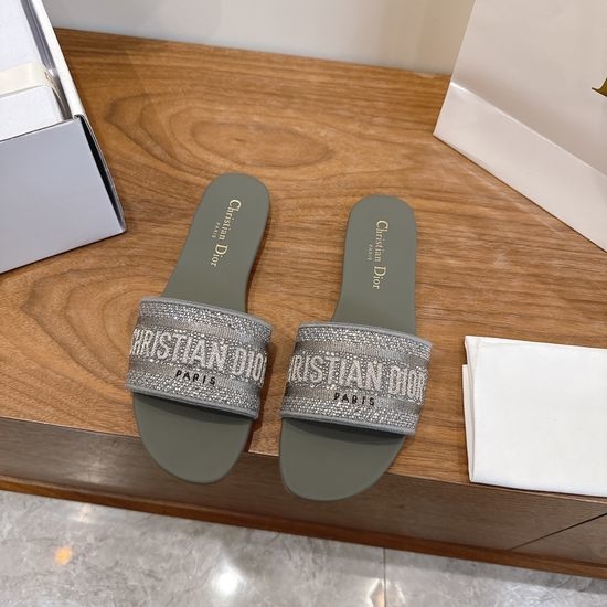 Christian Dior CD Sparkling Slip-on Sandals with CD Logo Embroidery