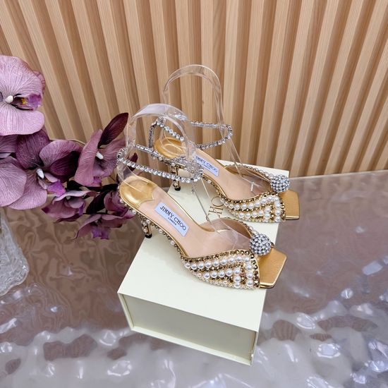 Jimmy Choo Pearl Rhinestone Pointed Toe Stiletto Evening Heels