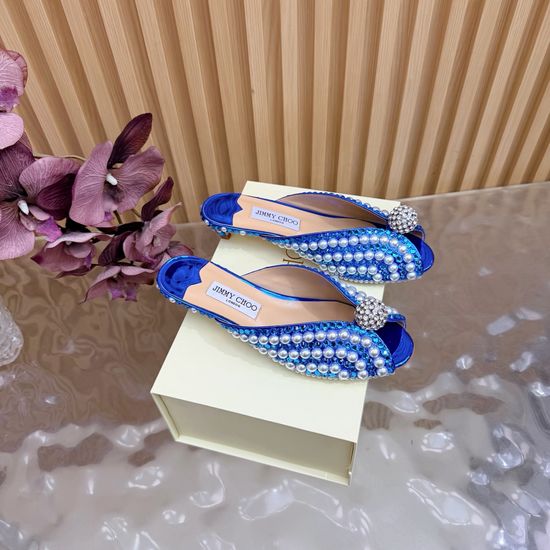 Jimmy Choo Pearl Rhinestone Pointed Toe Low Heel Evening Shoes