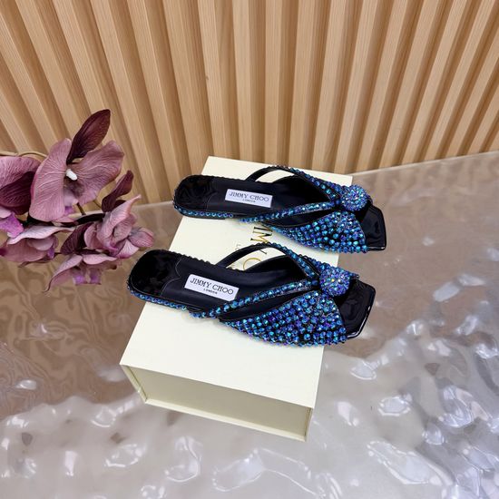 Jimmy Choo Pearl Rhinestone Pointed Toe Flat Evening Dress Shoes