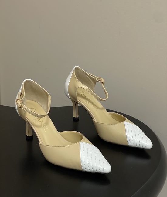 Chanel Two Tone Pointed Toe Hollow High Heel Sandals