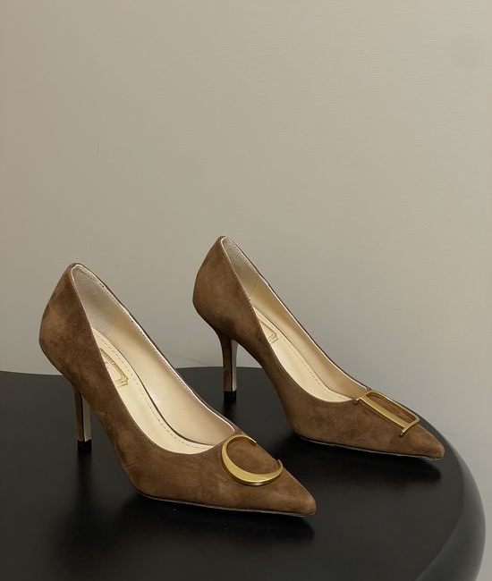 Christian Dior CD Pointed Toe Stiletto Pumps with Metal Buckle