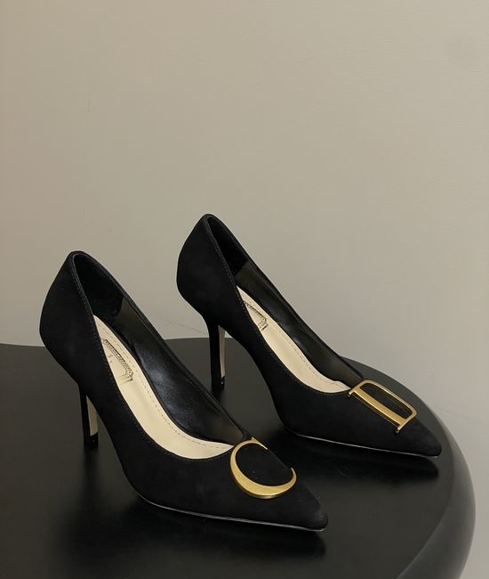 Christian Dior CD Pointed Toe Stiletto Pumps with Metal Buckle