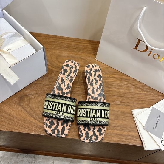 Christian Dior CD Custom Logo Embroidered Flat Slip-On Sandals