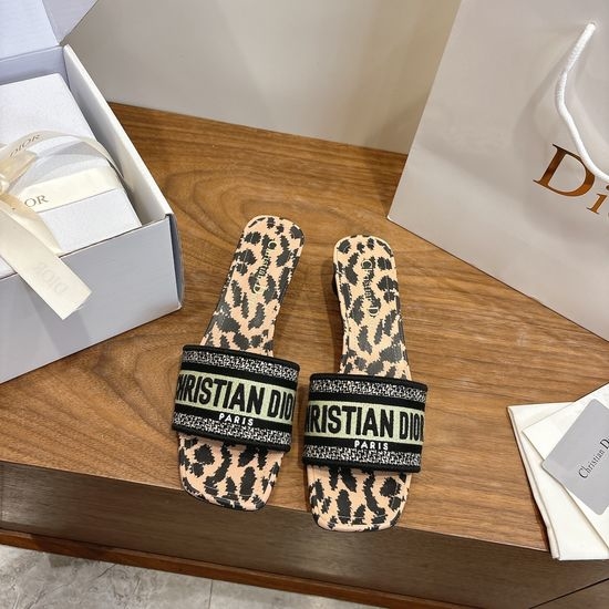 Christian Dior CD Custom Logo Embroidered Flat Slip-On Sandals