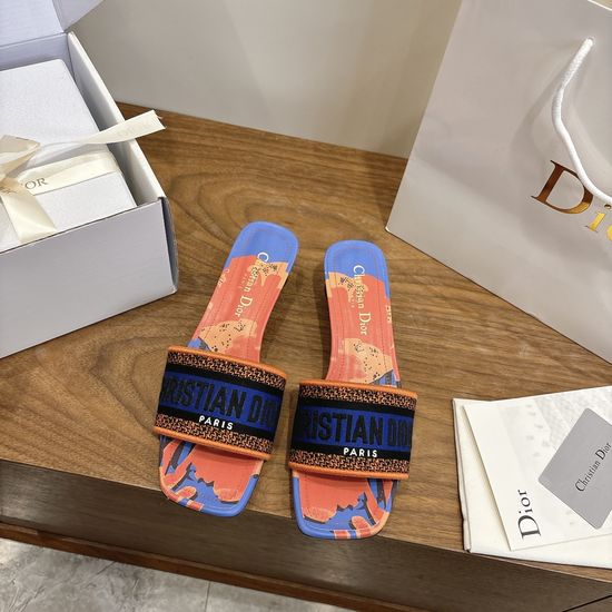 Christian Dior Custom Logo Embroidered Flat Slip-On Sandals