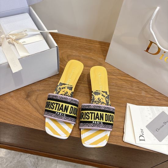 Christian Dior Custom Logo Embroidered Flat Slip-On Sandals