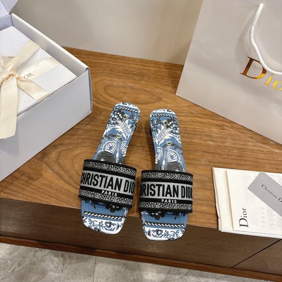 Christian Dior Custom Logo Embroidered Flat Slip-On Sandals
