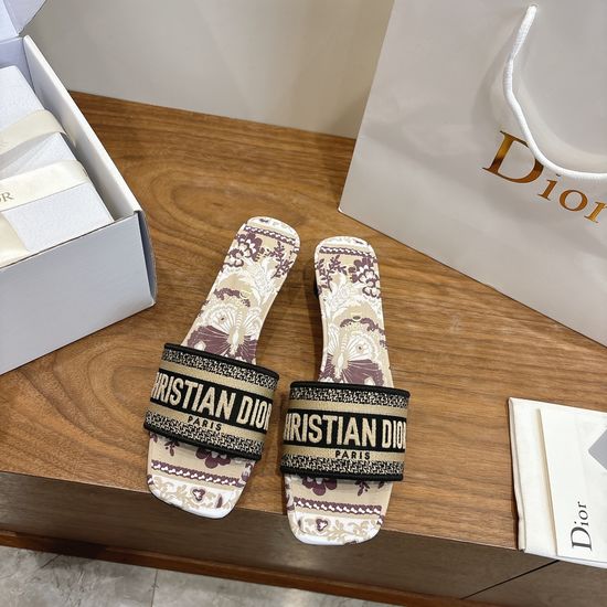 Christian Dior Custom Logo Embroidered Flat Slip-On Sandals