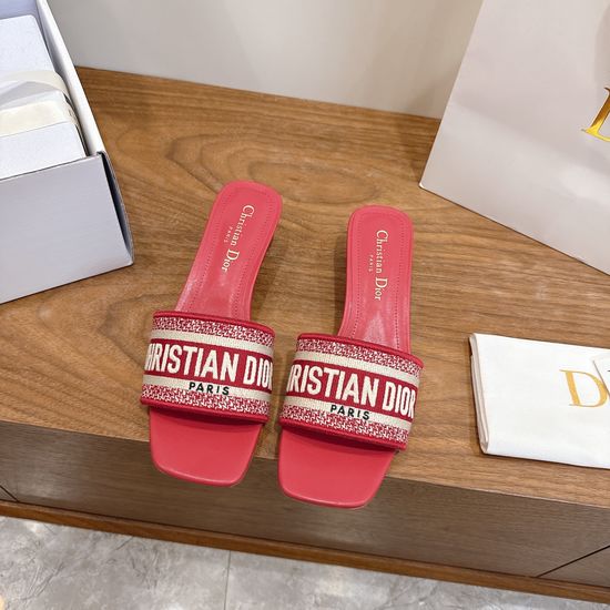 Christian Dior Custom Logo Embroidered Flat Slip-On Sandals