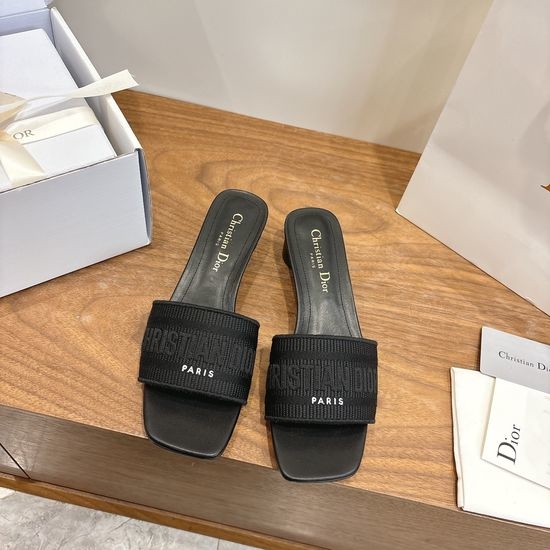 Christian Dior CD Custom Logo Embroidered Flat Slip-On Sandals