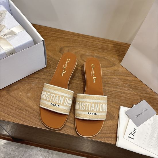 Christian Dior Embroidered Logo High-Heel Slip-On Toe Sandals