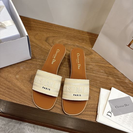 Christian Dior Embroidered Logo High-Heel Slip-On Toe Sandals