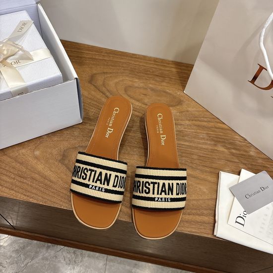 Christian Dior Embroidered Logo High-Heel Slip-On Toe Sandals
