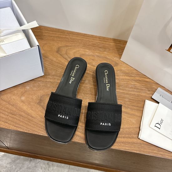 Christian Dior Embroidered Logo High-Heel Slip-On Toe Sandals