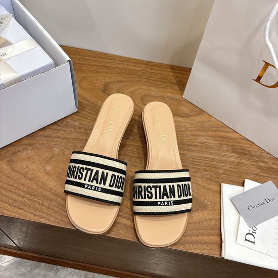 Christian Dior Embroidered Logo High-Heel Slip-On Toe Sandals