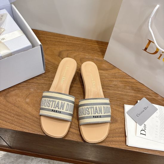 Christian Dior Embroidered Logo High-Heel Slip-On Toe Sandals