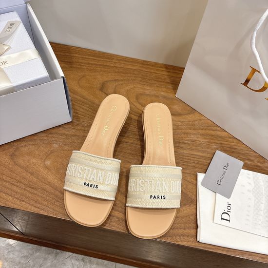 Christian Dior Embroidered Logo High-Heel Slip-On Toe Sandals