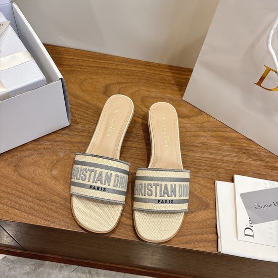 Christian Dior Embroidered Logo High-Heel Slip-On Toe Sandals