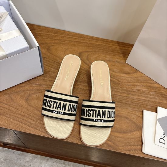 Christian Dior Embroidered Logo High-Heel Slip-On Toe Sandals