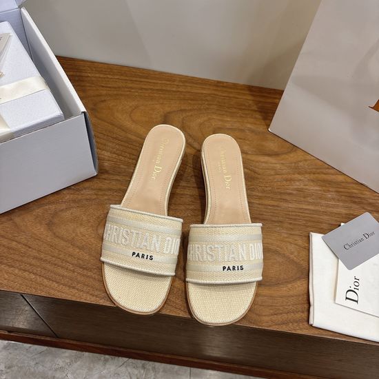 Christian Dior Embroidered Logo High-Heel Slip-On Toe Sandals