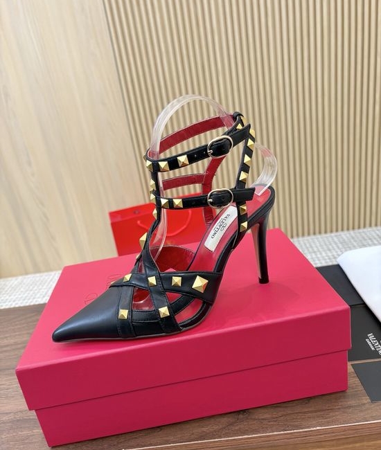 Valentino Pyramid Stud Slingback High Heel Sandals