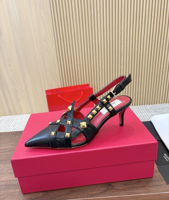 Valentino Pyramid Stud Slingback Mid Heel Sandals