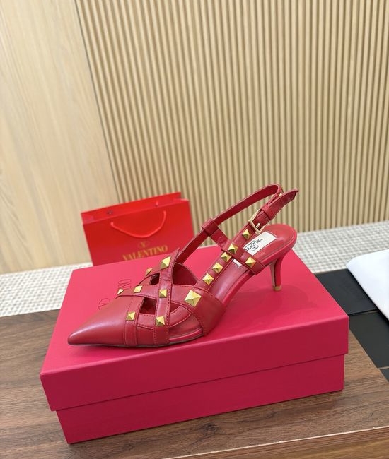 Valentino Pyramid Stud Slingback Mid Heel Sandals