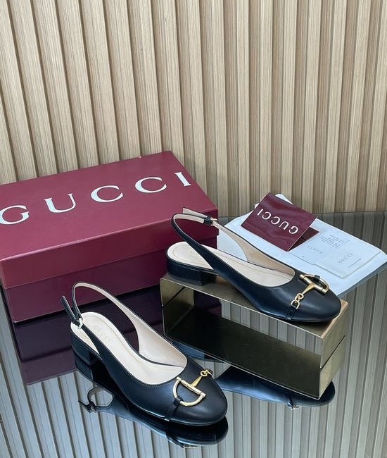 Gucci Patent Leather Buckle Slingback Flat Shoe