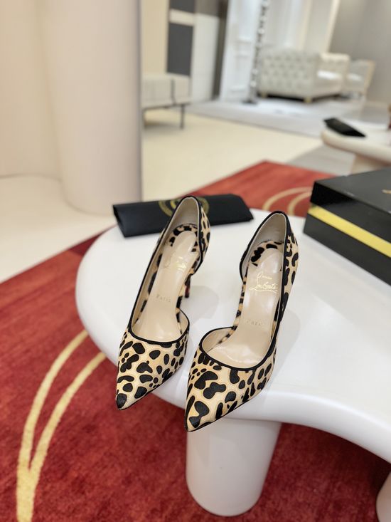 Christian Louboutine Leopard Print Stiletto Heels Elegant Pointed Toe Shoes