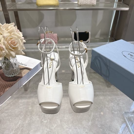 Prada Logo Decor Platform Chunky Heel Sandals