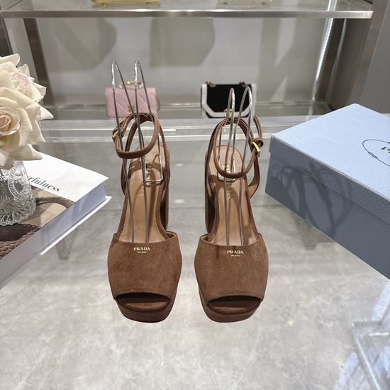 Prada Logo Decor Platform Chunky Heel Sandals