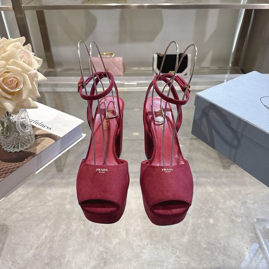 Prada Logo Decor Platform Chunky Heel Sandals
