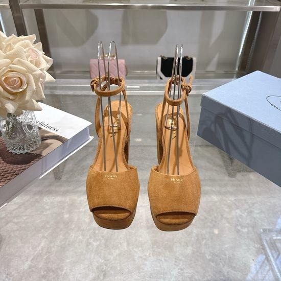Prada Logo Decor Platform Chunky Heel Sandals