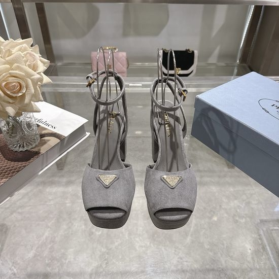 Prada Logo Decor Platform Chunky Heel Sandals