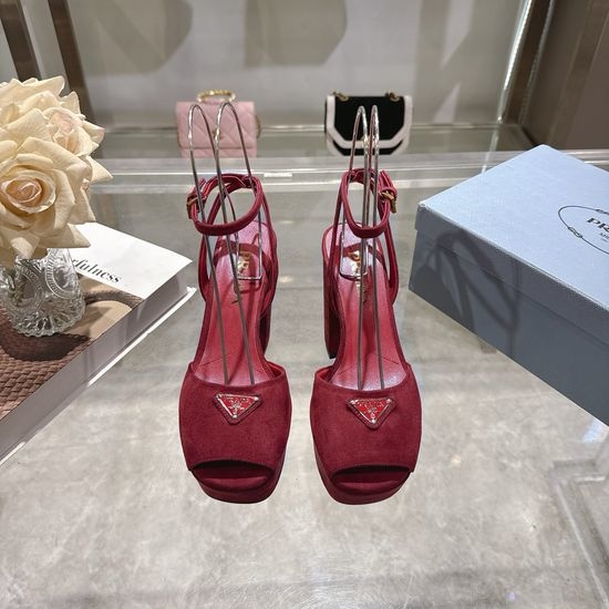 Prada Logo Decor Platform Chunky Heel Sandals