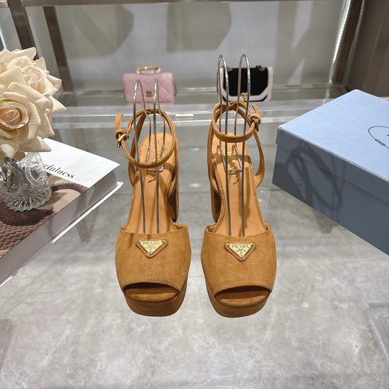Prada Logo Decor Platform Chunky Heel Sandals