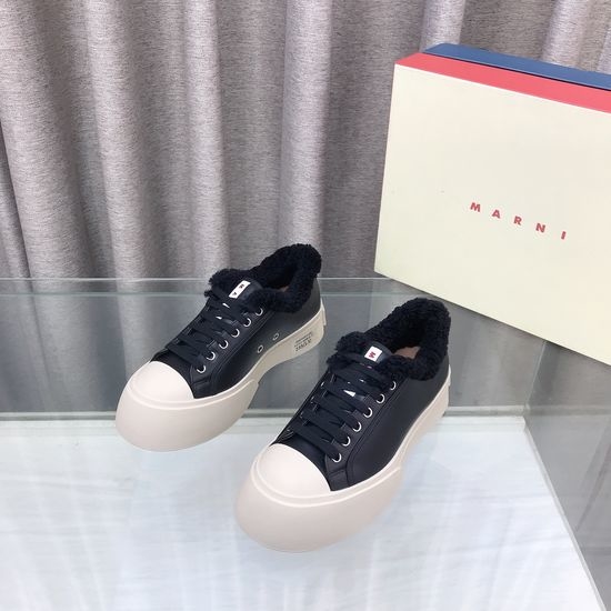 Marni Fleece Lined Leather Platform Warm Fashion Sneakers