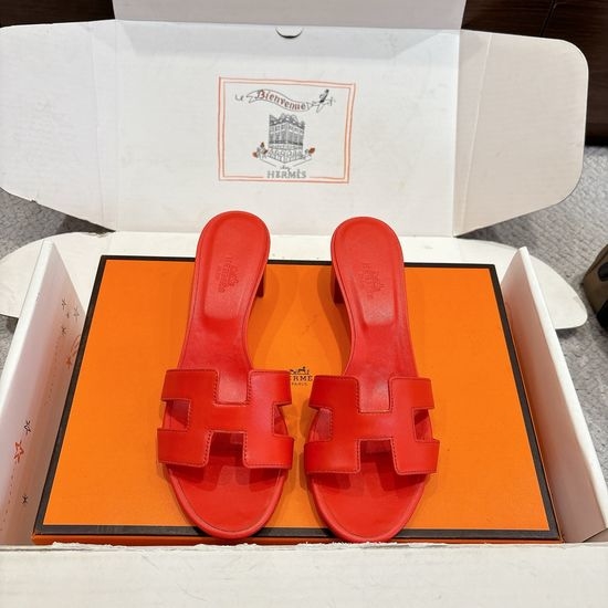 Hermes Wedge Slide Sandals Premium Leather 5cm Heel Comfort