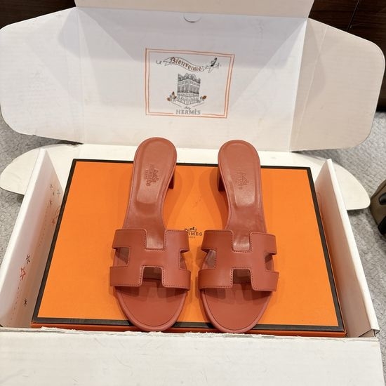 Hermes Wedge Slide Sandals Premium Leather 5cm Heel Comfort