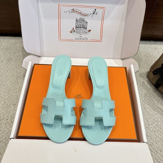 Hermes Wedge Slide Sandals Premium Leather 5cm Heel Comfort